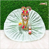 Cotton Plain Thread Work Sea Green Laddu Gopal Poshak
